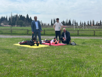 Qax rayonunda ümumtəhsil məktəbliləri arasında   "Şahin"  hərbi -idman  oyununun rayon birinciliyi keçirilib